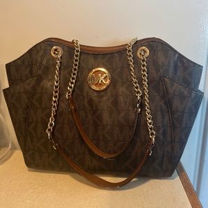 Micheal Kors Jet Set Travel Bag - Brown Logo Print